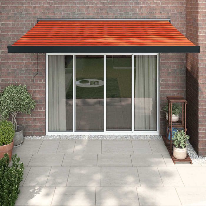 VidaXL Retractable Awning Orange and Brown 3.5x2.5m Fabric and Aluminum 3154617