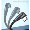 Кабель Type C мощностью 60 Вт со светодиодной подсветкой, оплеткой из нейлона, USB C, для быстрой зарядки, с регулируемыми на 180 градусов головками для удобства