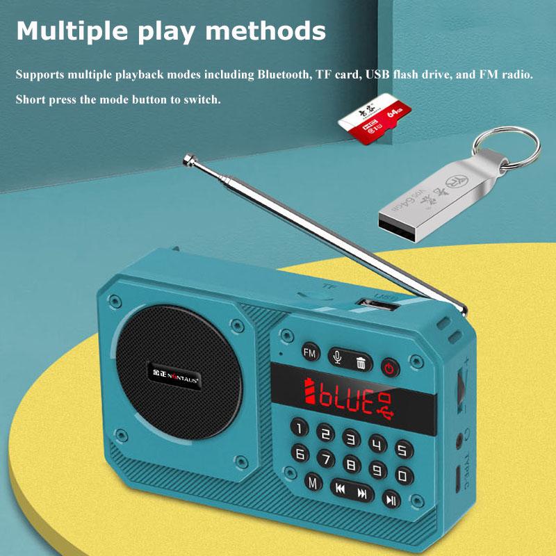 Мини Портативное FM Радио Высокочувствительный Радиоприемник Беспроводной Hifi Bluetooth Динамик с Микрофоном Поддержка Записи TF USB Воспроизведение