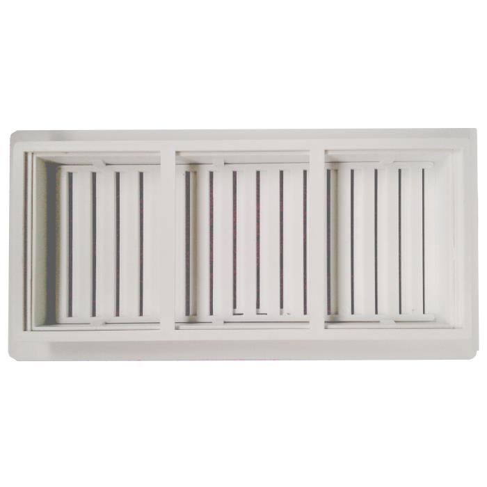 Белая алюминиевая врезная вентиляционная решетка 26x13,3 см - Регулируемый проход воздуха от 0 до 150 см2