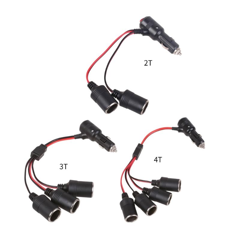 12 В-24 В автомобильный прикуриватель разветвитель адаптер кабель шнур с кнопкой переключения питания 1 штекер на 2/4/3 гнездо
