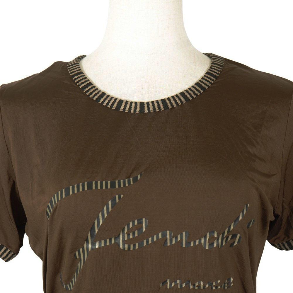 Fendi Футболка с логотипом, короткий рукав, цвет Pi Pink Brown, вискоза, женская, б/у