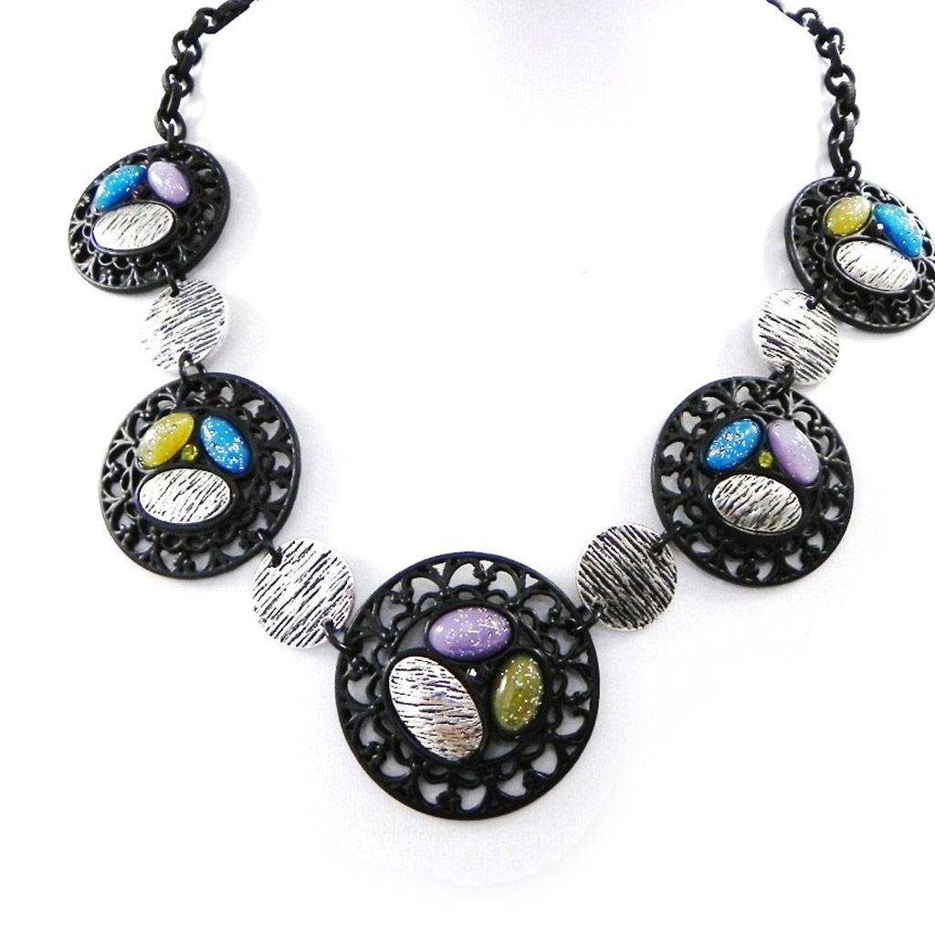 NOA [H9050] - Дизайнерское колье «Кармен» сине-зелено-фиолетовый