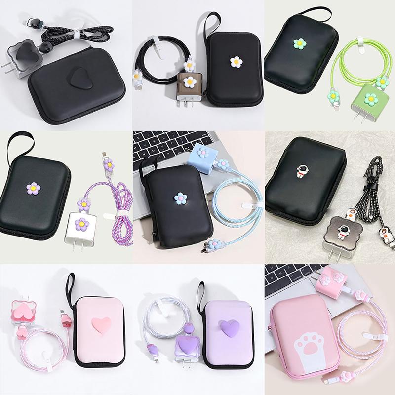 6Pcs Ins Cable Protector For Iphone Ipad 18W/20W Charger Protective Case With Storage Bag Cable Management Wire Cord Organizer