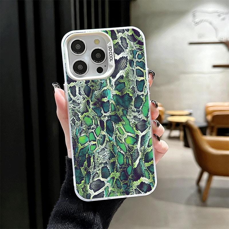 Модный противоударный чехол для телефона с узором под змеиную кожу для iPhone 17 Air 16 16E 15 Pro Max 14 Plus 13 Mini 12 Задняя крышка Защита от падения Веселый