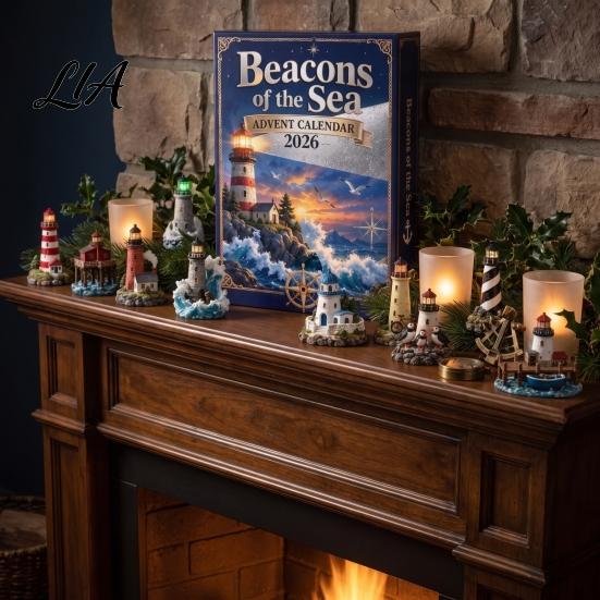 Retro Nautical Style Acrylic Ocean Lighthouse Advent Calendar, 24 Day Countdown Box with Theme Gift Scenes And Surprise Unboxing Experience