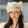 Ретро восьмиугольная шляпа для большой головы и лица на осень и зиму, маленький берет, универсальные кошачьи ушки и бейсболка