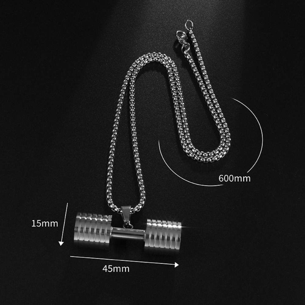 Alloy Fitness Dumbbell Necklace Hip-Hop Pendant Jewelry New Gym Dumbbell Barbell Chain  Men Women
