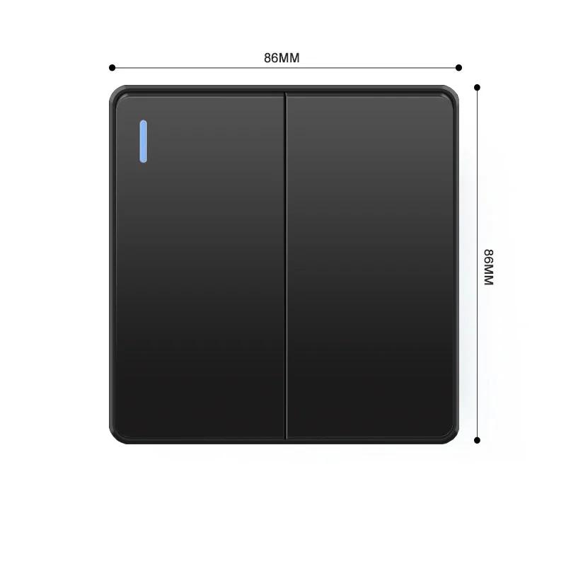 EU RU UK UN Standard Wall Light Switch 16A PC Panel ON OFF Black Home Power Rocker Push Button Switch 1/2/3/4 Gang 1/2Way 86Type