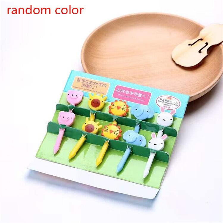 Children Snackc Food Fruit Forks Lunch Accessories Party Decor Cute Mini Animal Cartoon Food Picks Lunch Box Divider