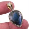 Natural Labradorite 925 Solid Sterling Silver Jewelry TwoTone Pendant 1.50" u9E31