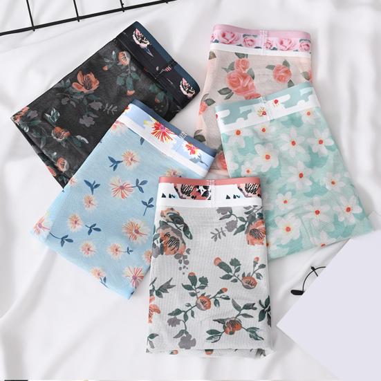 Мужские боксеры ультратонкие сетчатые с принтом средней талии быстросохнущие влагоотводящие домашние трусы больших размеров для сна