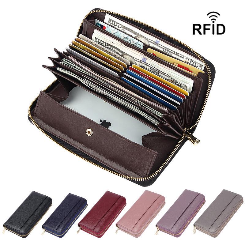 Японский RFID-кошелек-гармошка против скимминга: Кожаный держатель для карт и кошелек большой вместимости