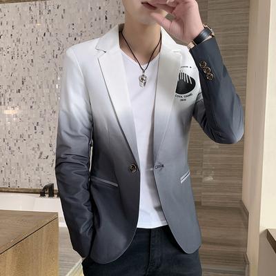 Блейзер Мужской Мужской Градиент Костюм Куртка Корейский Стиль Slim Fit Повседневная Мужская Мода Тенденция Платье Куртка