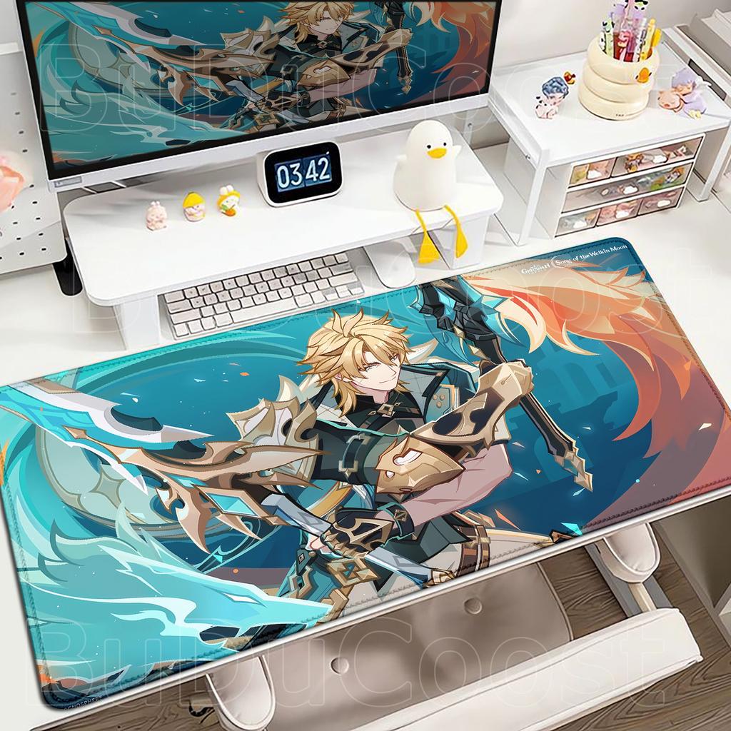 Новый коврик для стола Genshin Impact Аниме Игровой Крутой Varka Игровой коврик для мыши Заблокированный край Нескользящая резиновая игровая подставка Офисный коврик для клавиатуры и мыши