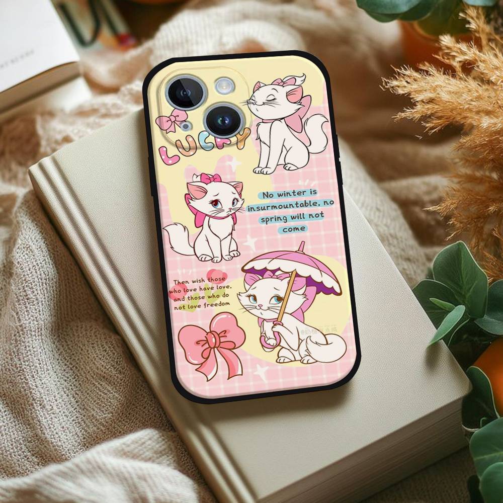 M-Marie Кот Милый Чехол Для Телефона Для IPhone 1716 15 14 13 Pro Max 11 12 Mini X Xs XR Черный Силиконовый Чехол