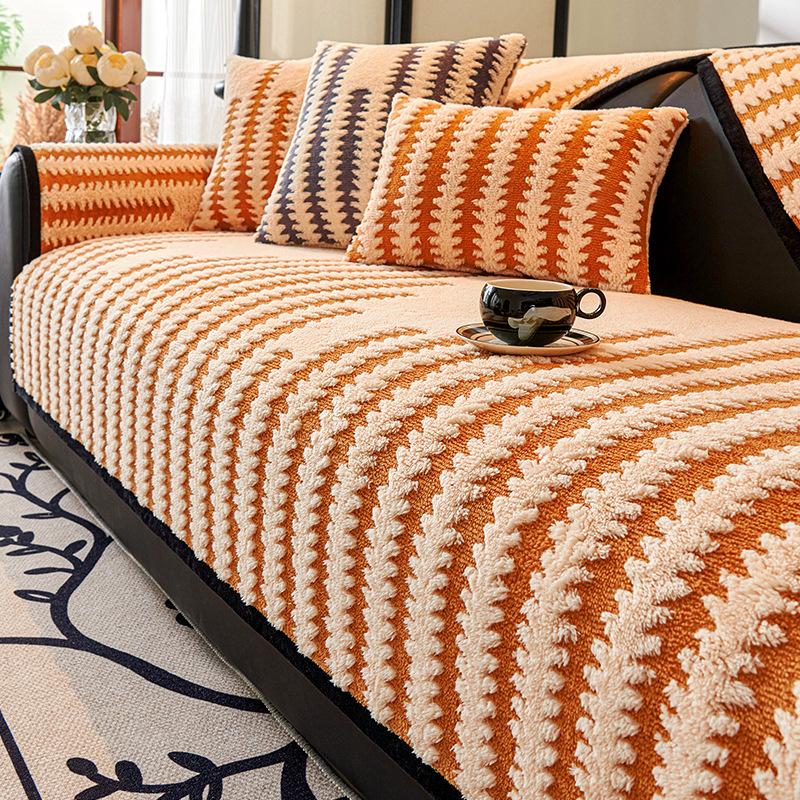 Autumn And Winter Plush Sofa Cushion New Light Luxury High-End Seat Cushion Winter Fixed Non-Slip Sofa Cover Cover Cloth