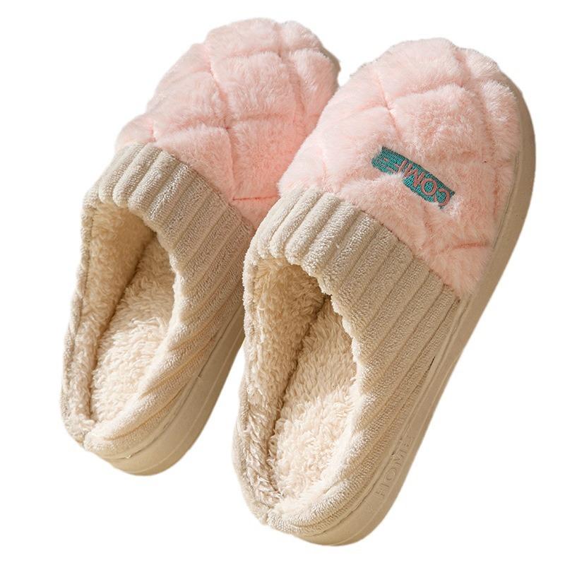 Cotton Slippers Women's Winter New Warm Slippers Couple Velvet Non-slip Cotton Shoes Wool Slippers Shoes