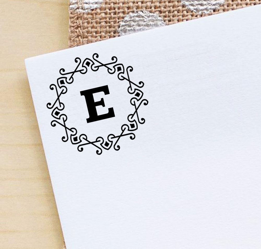Printtoo Alphabet E Monogram Octagon Celtic Swirl Frame Self Inking Rubber Stamp Office