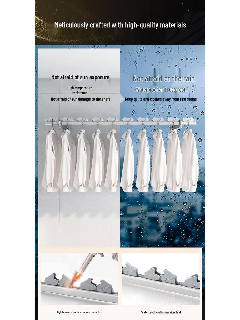 Folding Telescopic Wall-Mounted Clothes Drying Rack for Balcony or Bay Window
