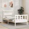 VidaXL Bed Frame with Headboard White Simple Solid Wood 3192392