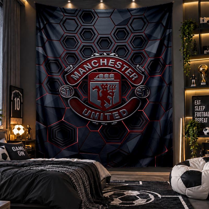 Wall Hanging Tapestry Manchester United FC Print Cloth for Living Room Bedroom Home Decor