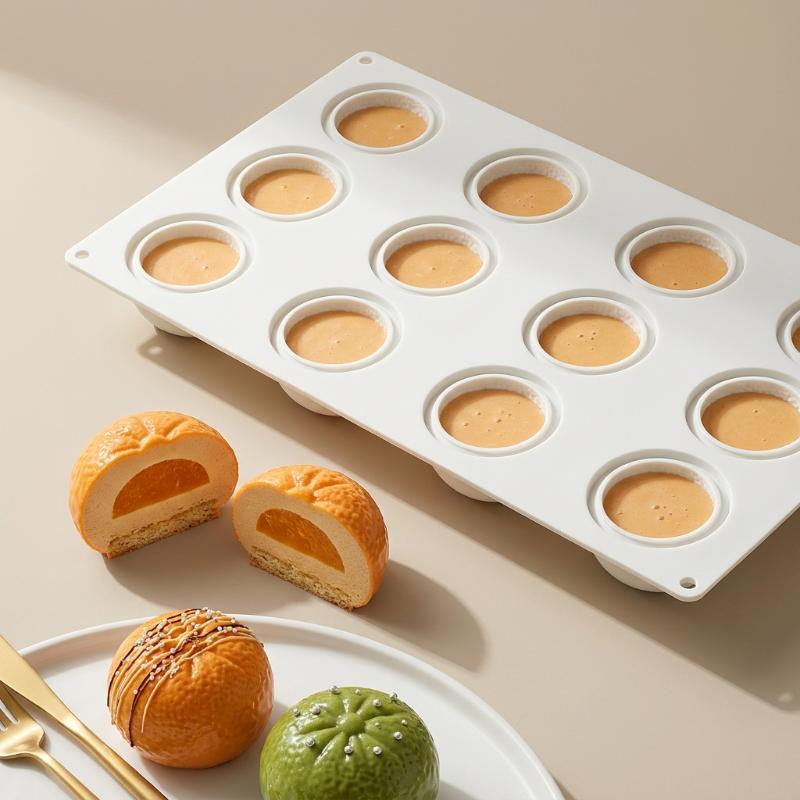 Силиконовые формы для выпечки мандаринов, 12 ячеек, для мусса, 3D-фруктовых тортов, шоколада, DIY-формы для выпечки, кухонные аксессуары