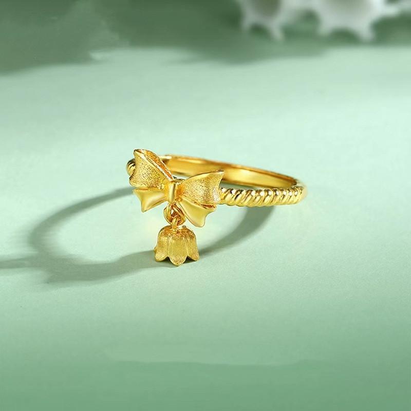 Trendy Brass Butterfly Knot Ring Featuring Adjustable Size And Beautiful Flower Design