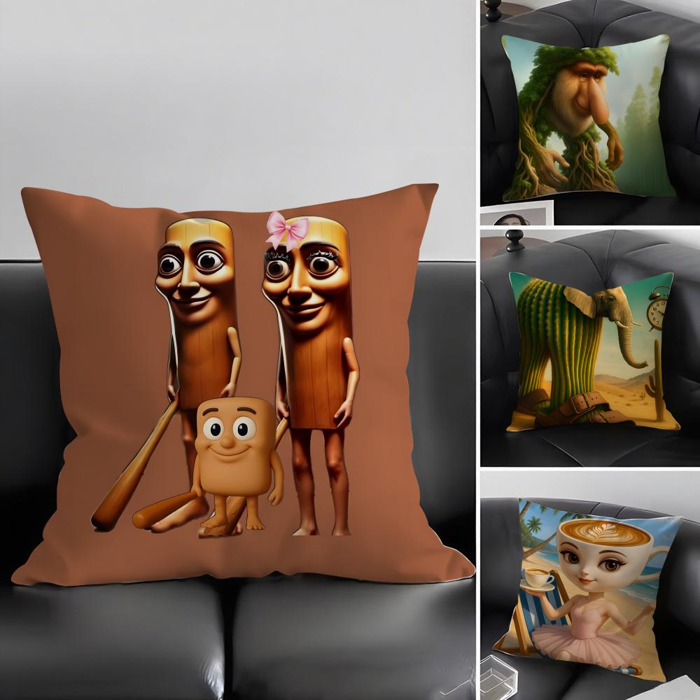 Tung Sahur Tralalero Tralala Cushion Cover Pillowcase Ultra Soft Skin Friendly Fabric Cloud Like Comfort Concealed Zipper