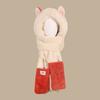 Hat Winter Fluffy Fire Fox Ears Warm Ski Scarf Gloves Integrated Hat Women's Thickened Three-piece Set