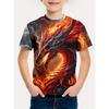 Boys' Summer Crew Neck Kids' Versatile Comfortable T-Shirt with Cool Dragon Pattern Short Sleeve Top