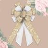 White Natural Linen Wreath Bow Rustic Wedding Cake Decorative Bows for Front Christmas Ornaments Bow for Indoor Outdoor Decor