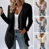 Women Fall Spring Cardigan Loose Irregular Open Stitch Knitted Soft Solid Color Long Sleeve Striped Elastic Mid Length Casual Lady Cardigan