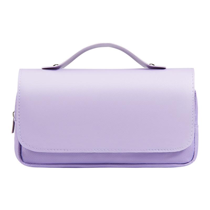 Creative Double-Layer Large Capacity Handheld Pencil Case for Girls - Cute and Simple Design for Primary School Students