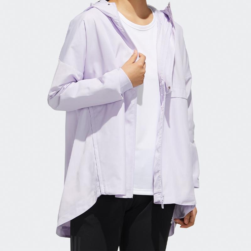 Adidas Alphabet Logo Print Sports Hooded Jacket Women Outerwear Light-Purple FM9258
