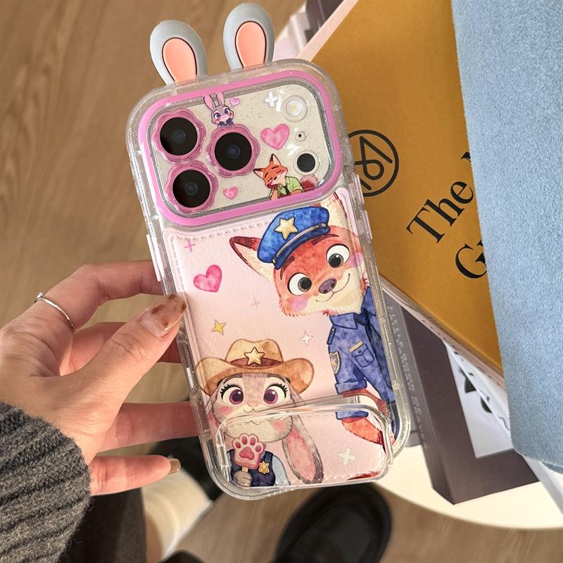 Мультяшный Джуди Ник Полицейская форма Чехол-подставка для iPhone 17/16 Pro Max/15/14