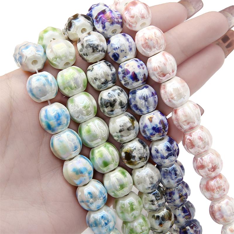 5 шт./пакет керамические фарфоровые бусины ручной работы в форме арбуза, очаровательные бусины, свободные бусины-разделители для браслета, ожерелья, изготовление ювелирных изделий своими руками