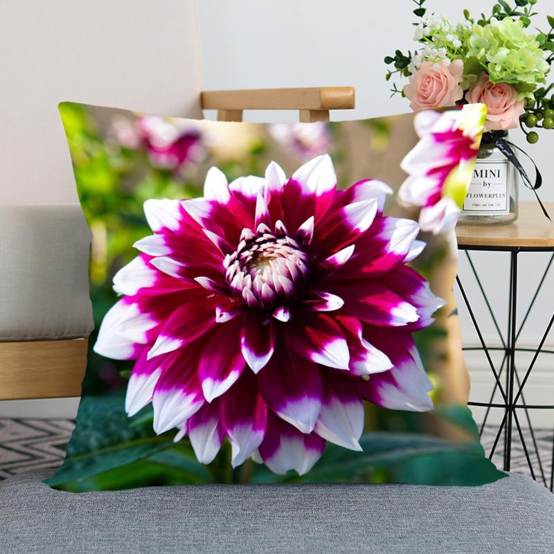 Наволочка с цветком георгина, декоративная наволочка для спальни, домашнего офиса, квадратная наволочка, мягкая