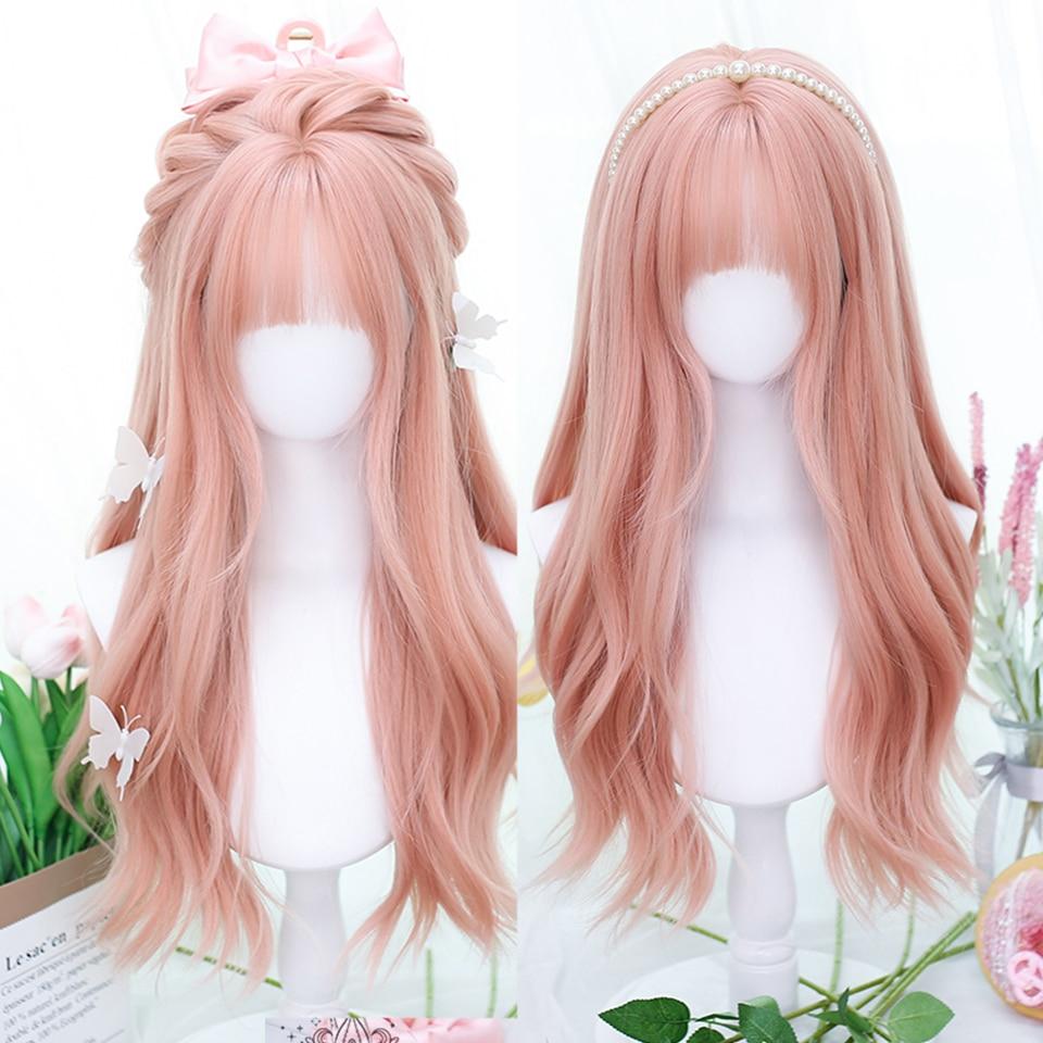 Длинный вьющийся синтетический парик с челкой по центру, темно-коричневый парик из натуральных вьющихся волос, женский парик для косплея, парик из термостойкого волокна