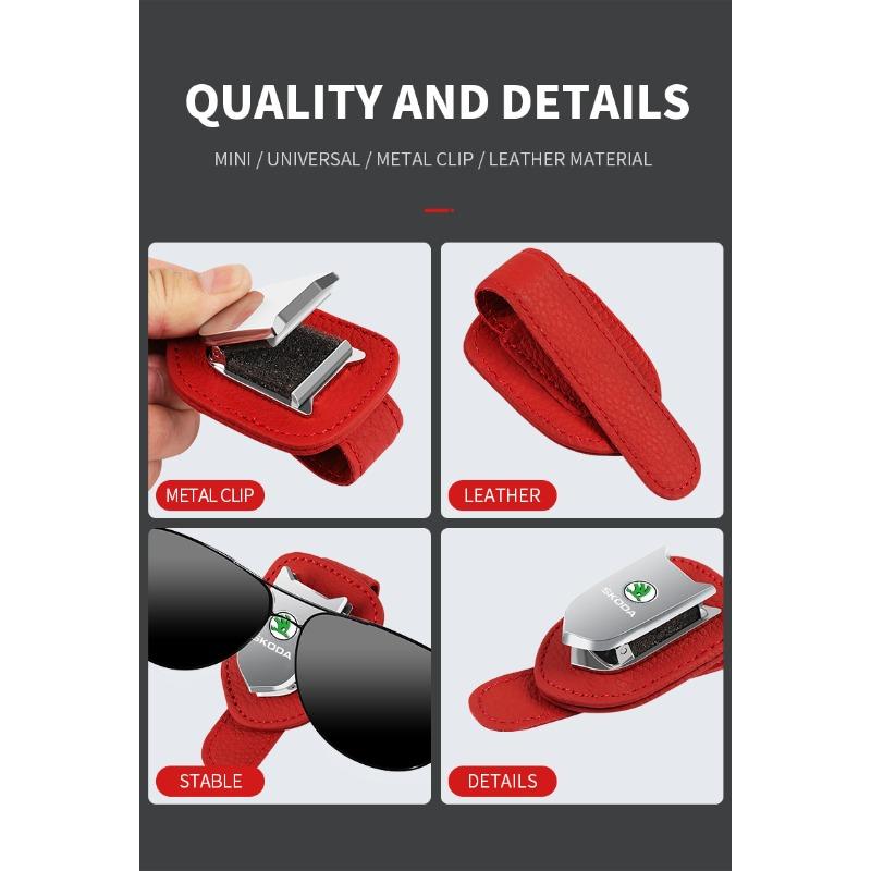 Автомобильный солнцезащитный козырек, коробка для очков, зажим для солнцезащитных очков, держатель для карт и билетов, подставка для Skoda Fabia Kodiaq Kamiq Superb Yeti Octavia Enyaq Rapid Karoq Derivati