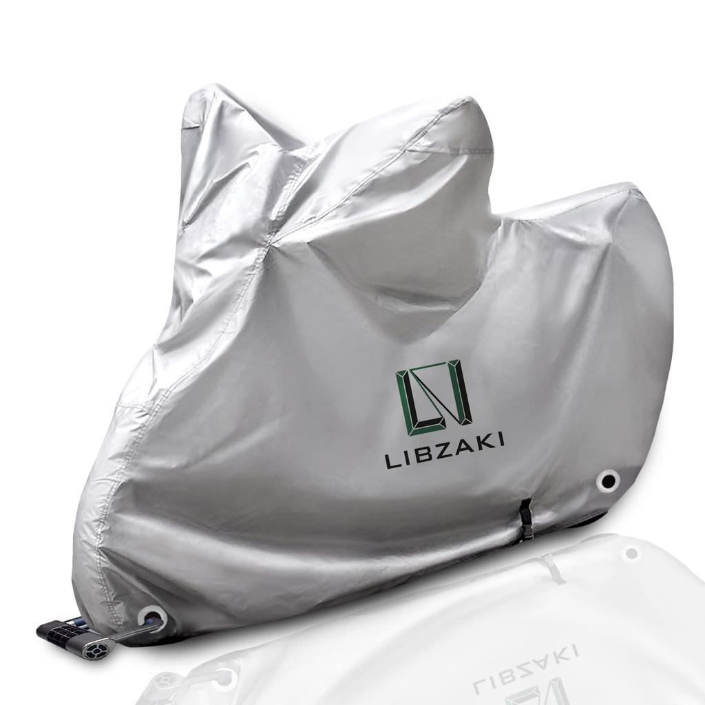 LIBZAKI [Improved Material] Motorcycle Cover with Keyhole 3L-4L Size Fits Up To 94.5 Inches