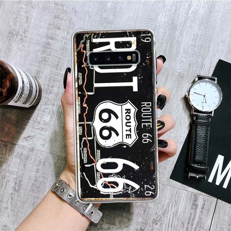 Retro License Plate Number 66 Phone Case For Samsung Galaxy S26 S25 Edge S24 S23 FE S22 Ultra S21 Plus S20 + Fundas Cover Coque