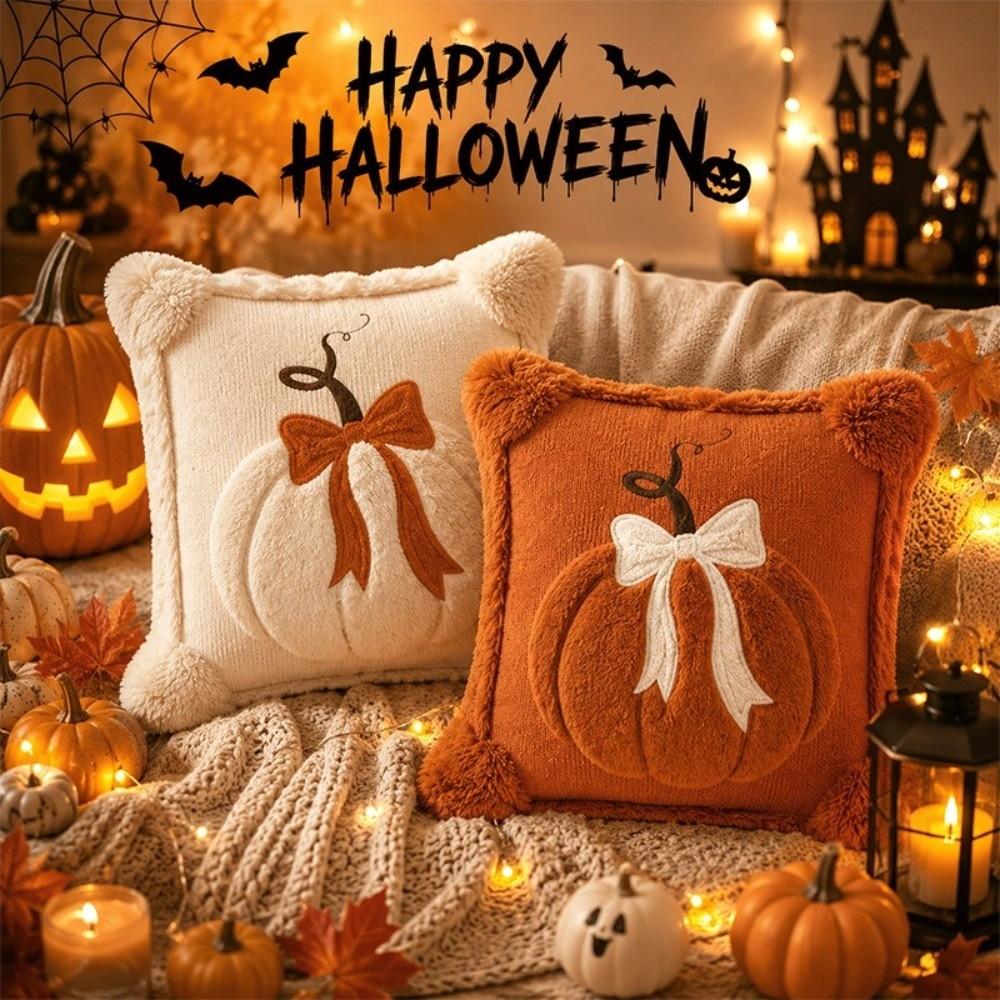 Pumpkin Tufted Throw Pillow Cover Halloween Style Plush Pillow Covers New Cushion Cover Fall Decor
