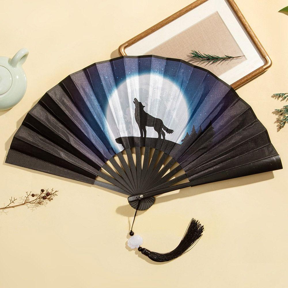 Bamboo Vintage Folding Fan Colorful Shank Classical Dance Fan Hand Fan  Home Decoration