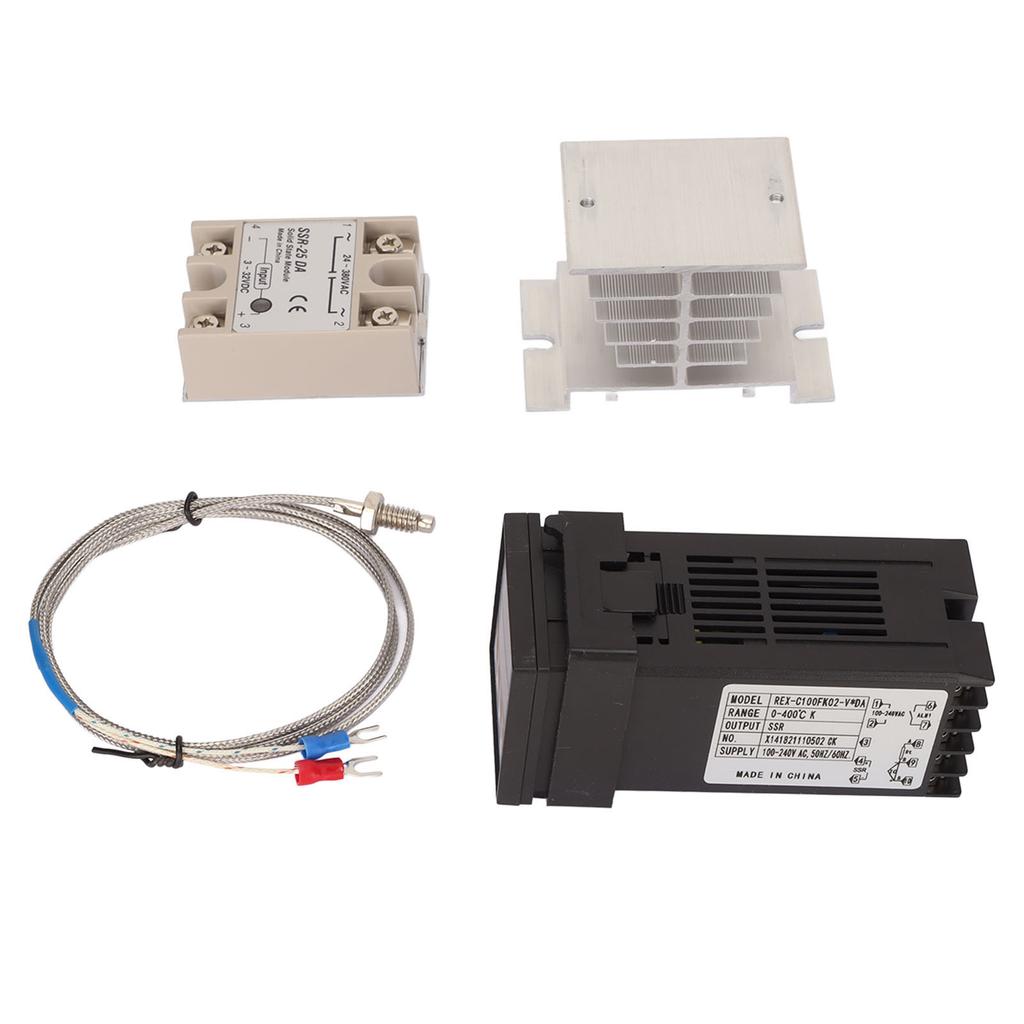 Digital PID Thermostat Set Thermocouple Heat Sink Relay Temperature Controller Set with Bracket for Farm Chicken House
