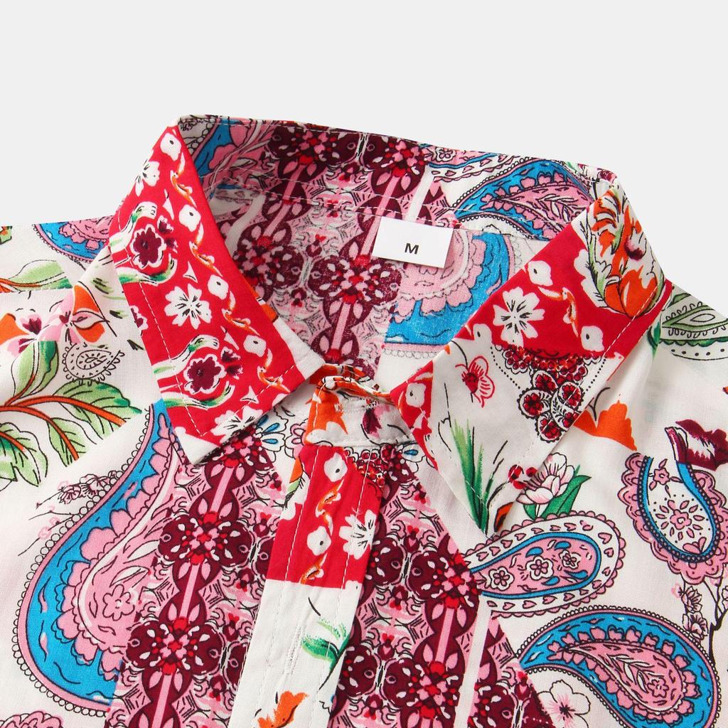 2022 Summer Men's Short Sleeve Floral Shirt - European and American Style