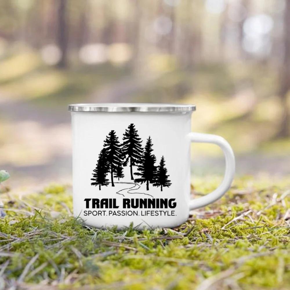 Кружки для кемпинга с принтом «Гора» Кружки для вечеринок у костра Пивные и соковые эмалированные кружки с ручкой «Гора» Кофейные чашки Идеи подарков для кемперов