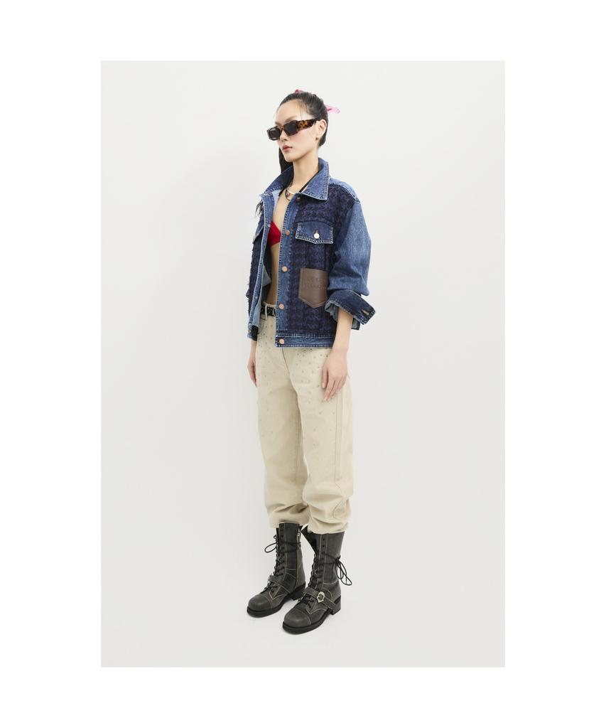 Lucky Chouette Tweed Mix Denim Jacket (Blue) Lfpds25100Bux