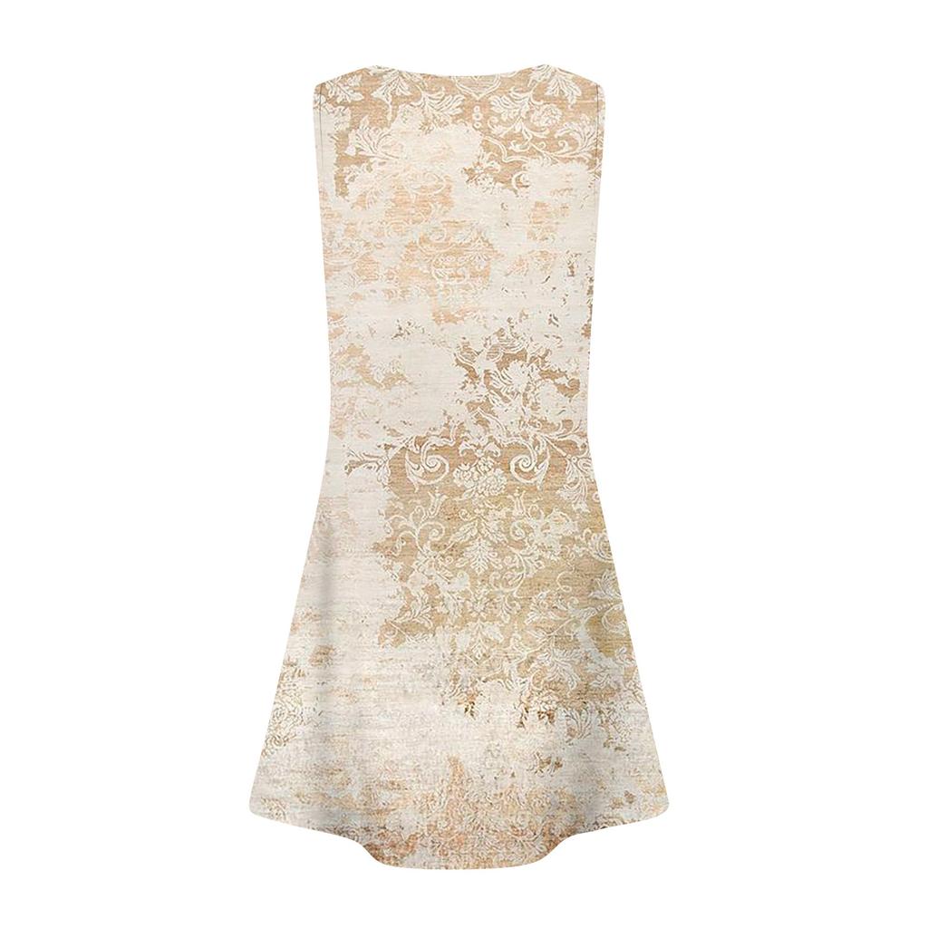 Womens Summer Dresses Loose U Neck Sleeveless Sundresses Dress With Pockets