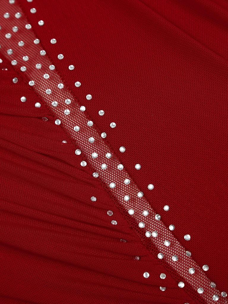 Женский асимметричный лирический танцевальный костюм без рукавов, прозрачное сетчатое блестящее современное танцевальное платье, одежда для выступлений